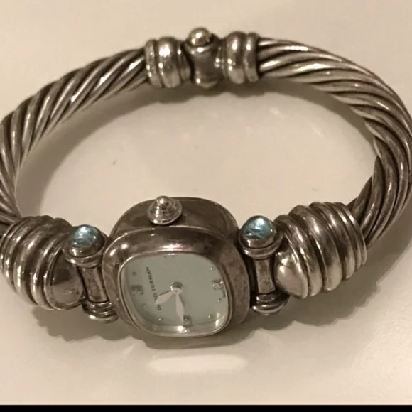 David Yurman Cable Blue Topaz Watch David Yurman Diamond & Blue Topaz Double Cable Bangle Watch  main image 3